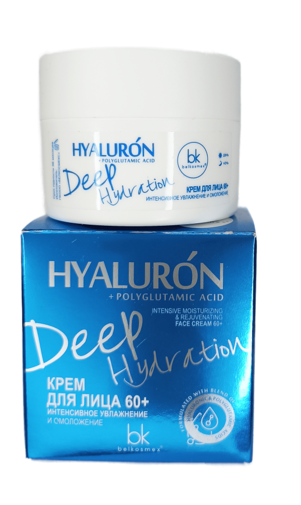 Крем для лица 60+ интенсивное омоложение и увлажнение HYALURON Deep Hydration Belkosmex